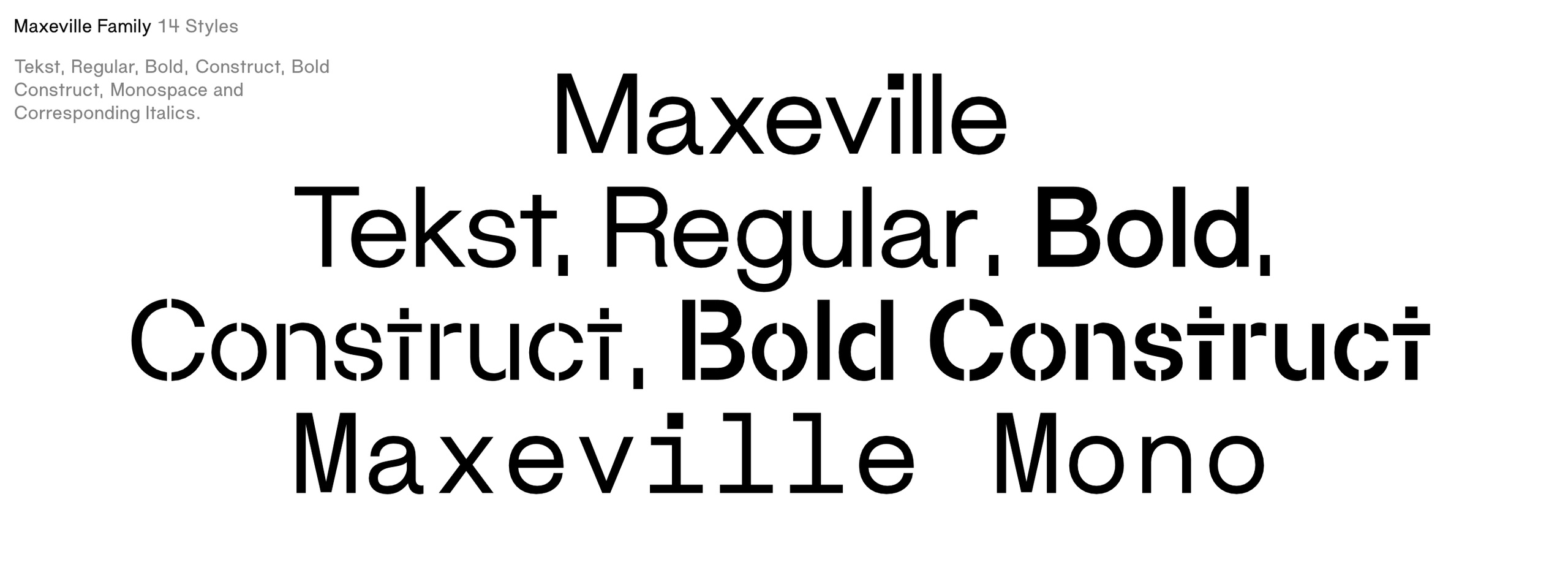 Ejemplo de fuente Maxeville Bold Construct