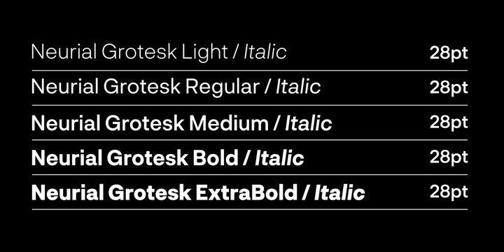 Ejemplo de fuente Neurial Grotesk Medium Italic