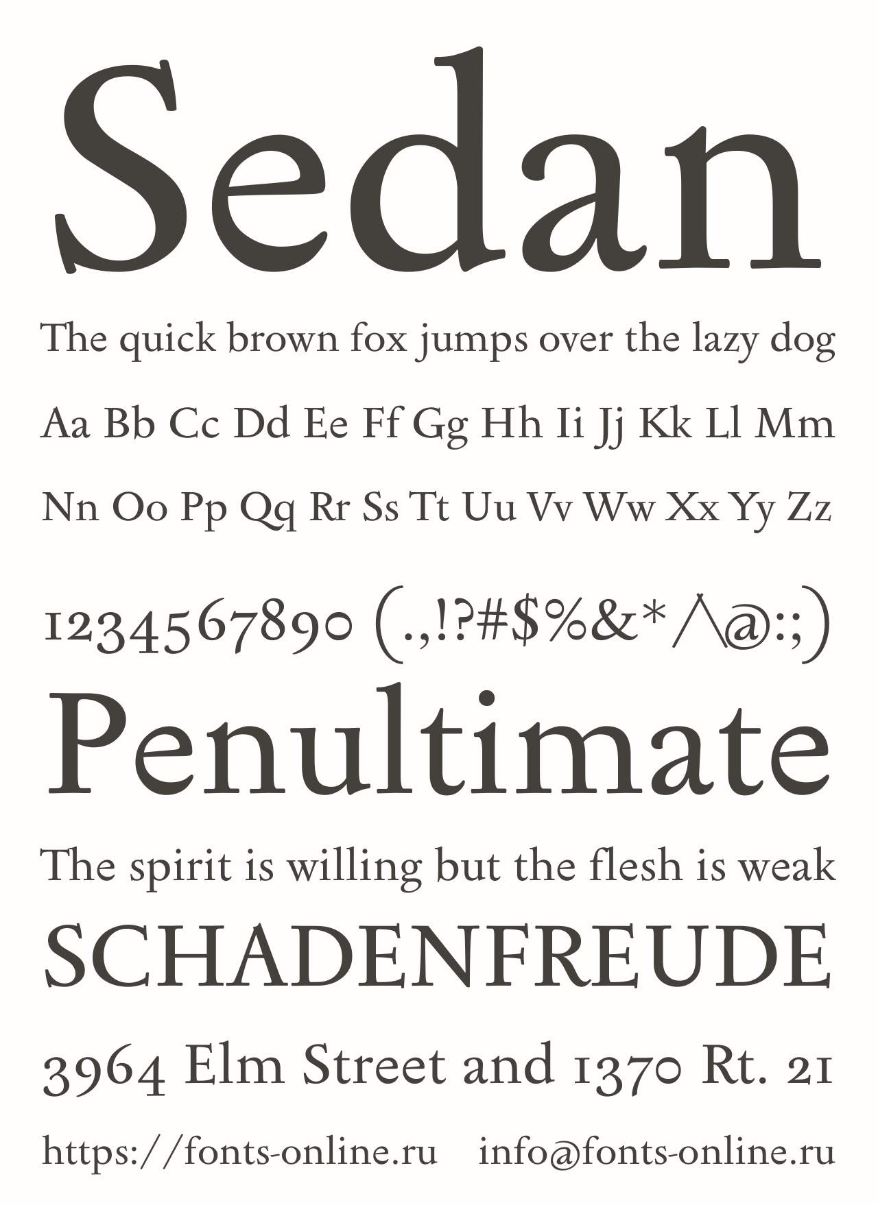 Ejemplo de fuente Sedan Italic