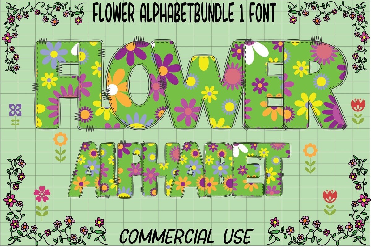Ejemplo de fuente Flower Alphabet