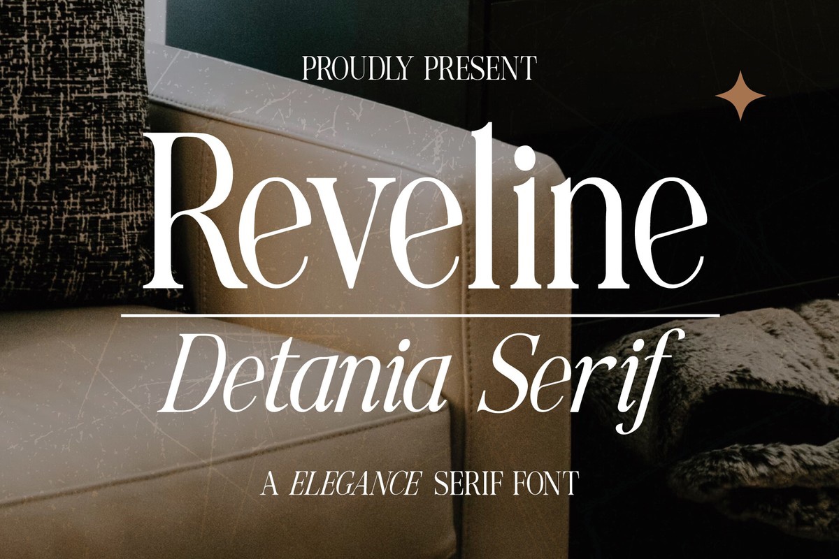 Ejemplo de fuente Reveline Detania Italic