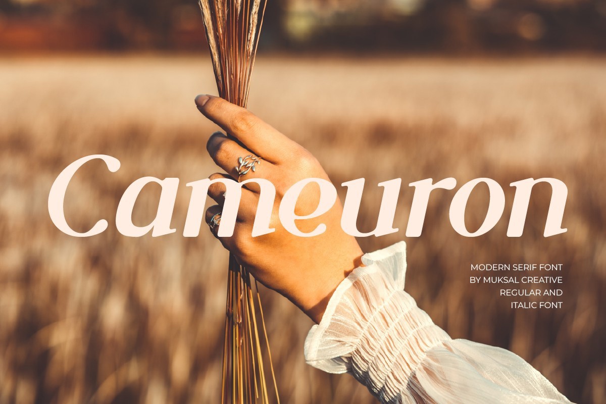 Ejemplo de fuente Cameuron Italic