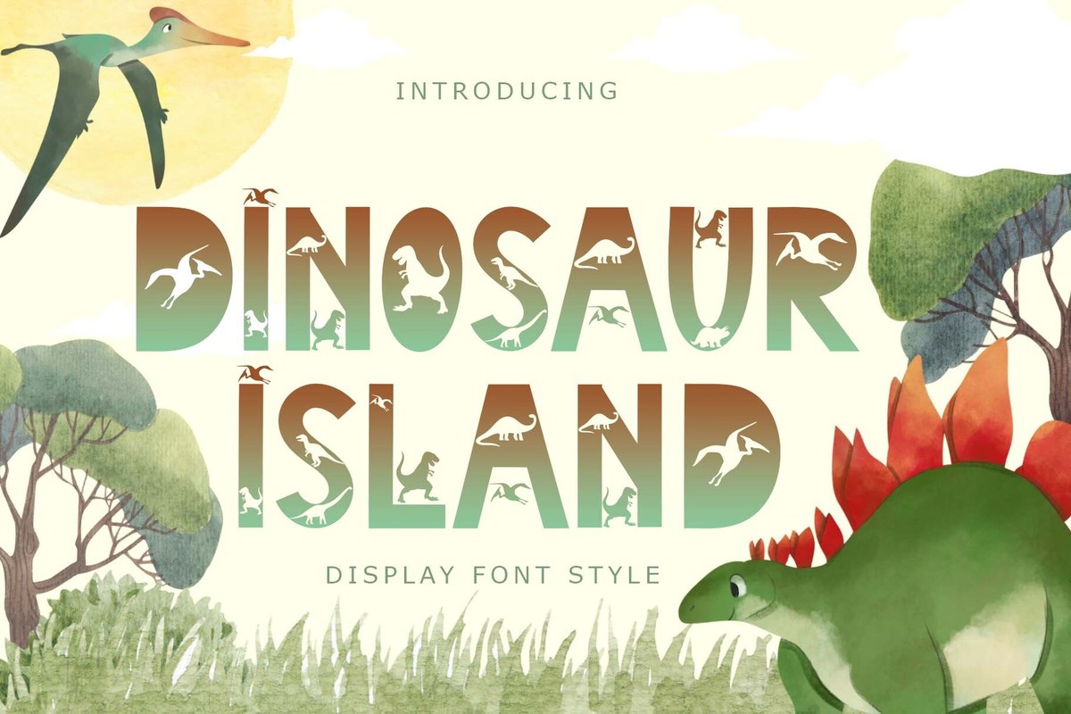Ejemplo de fuente Dinosaur Island Regular
