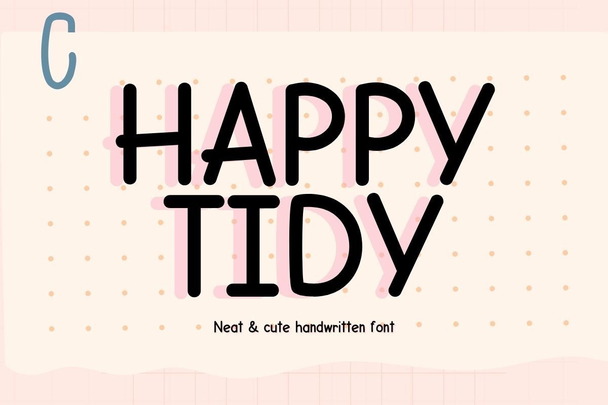 Ejemplo de fuente Happy Tidy Regular