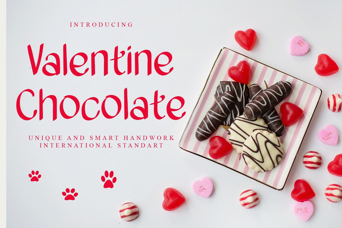 Ejemplo de fuente Valentine Chocolate Regular