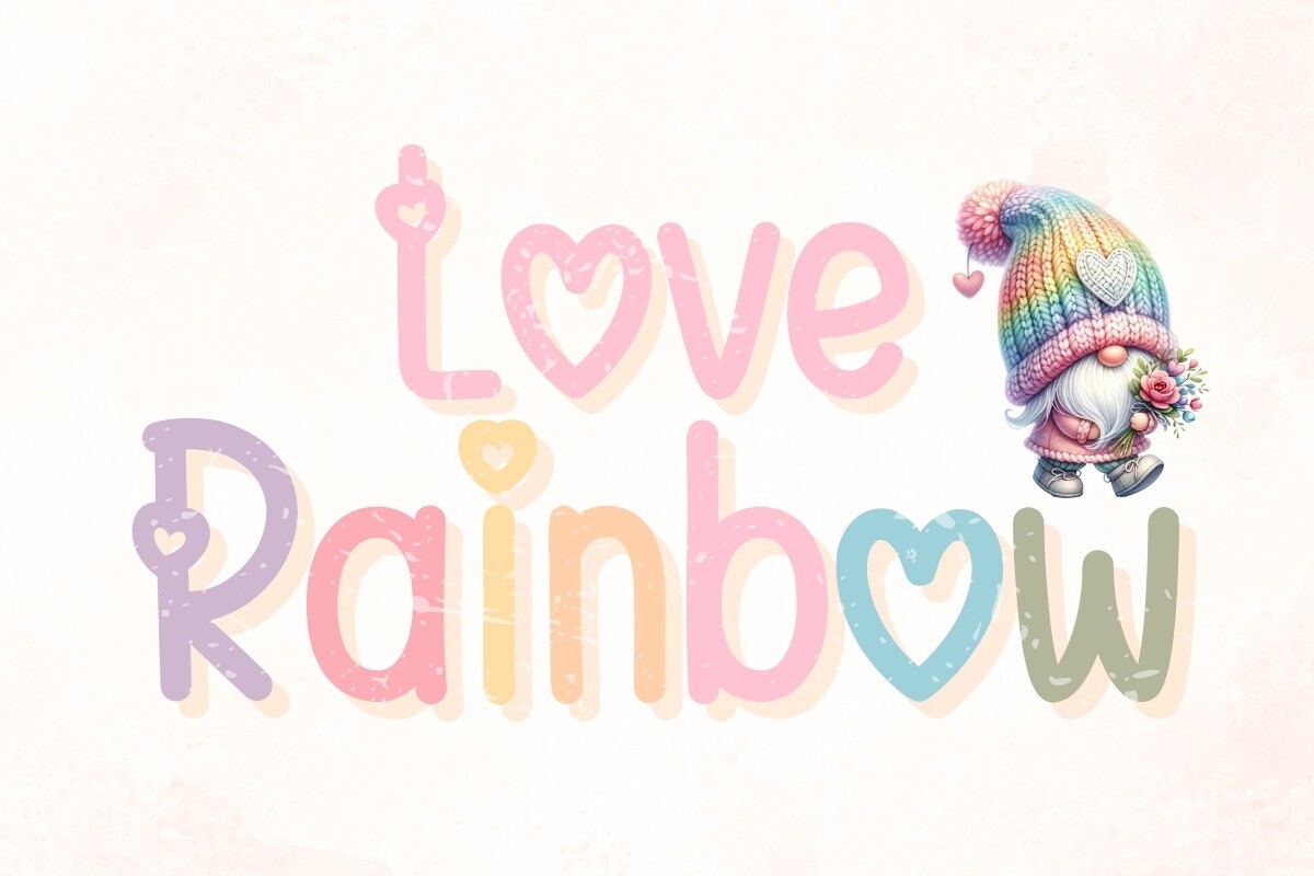 Ejemplo de fuente Love Rainbow