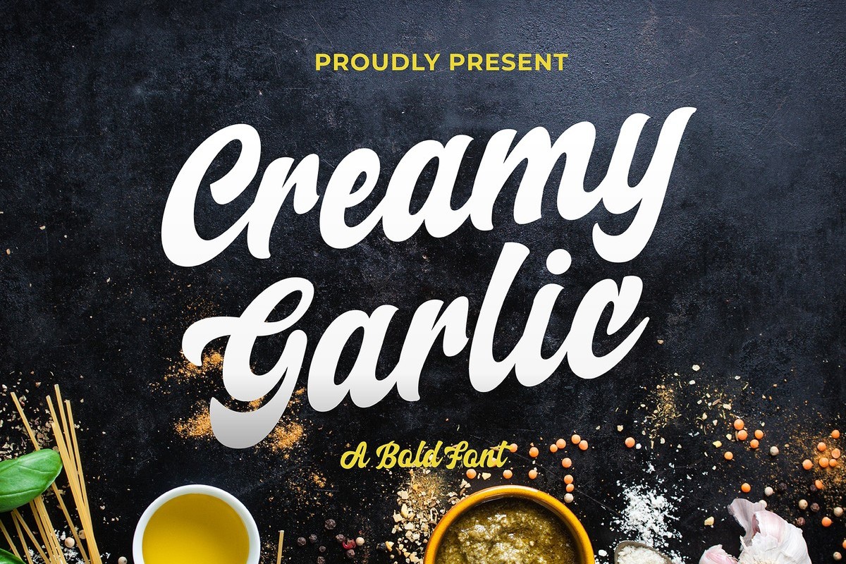 Ejemplo de fuente Creamy Garlic Script