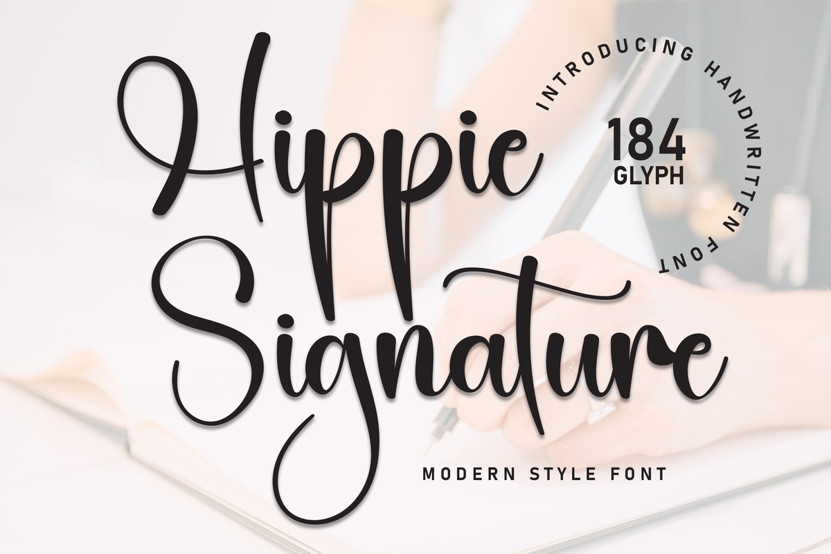Ejemplo de fuente Hippie Signature