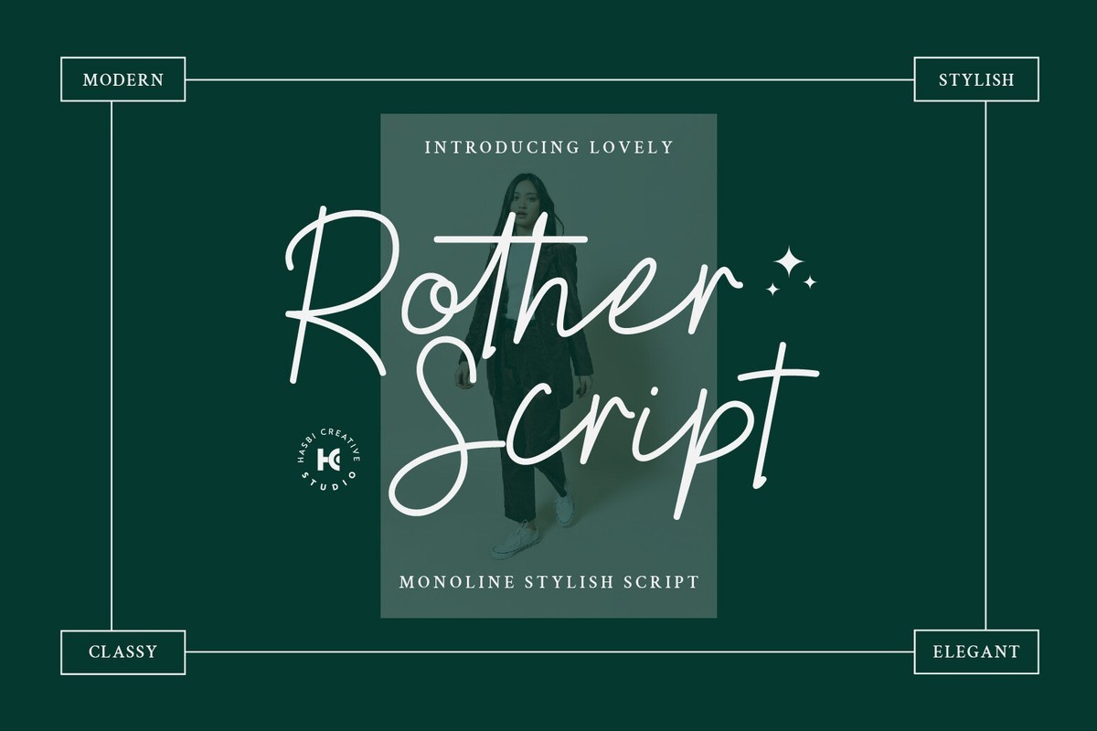 Ejemplo de fuente Rother Script Regular