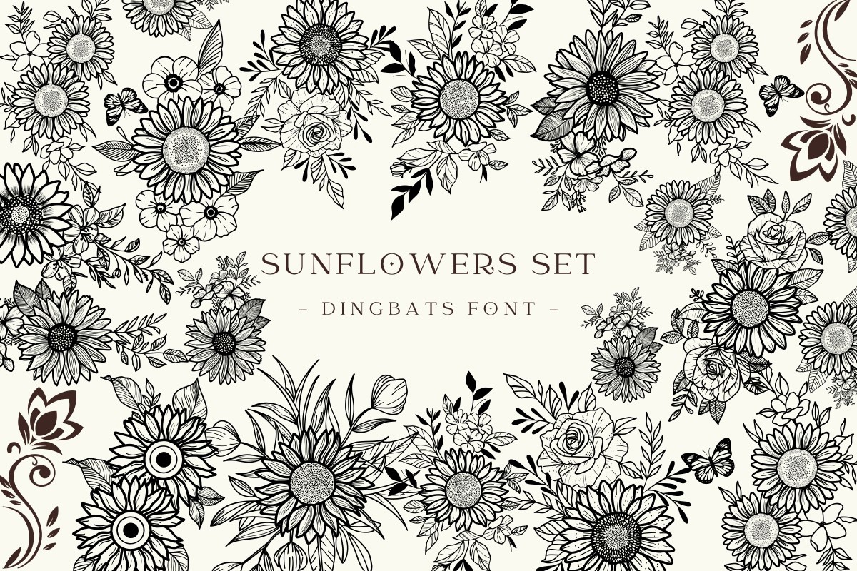 Ejemplo de fuente Sunflowers Set Regular