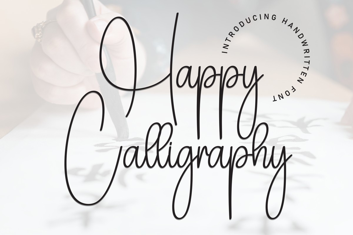 Ejemplo de fuente Happy Calligraphy Regular