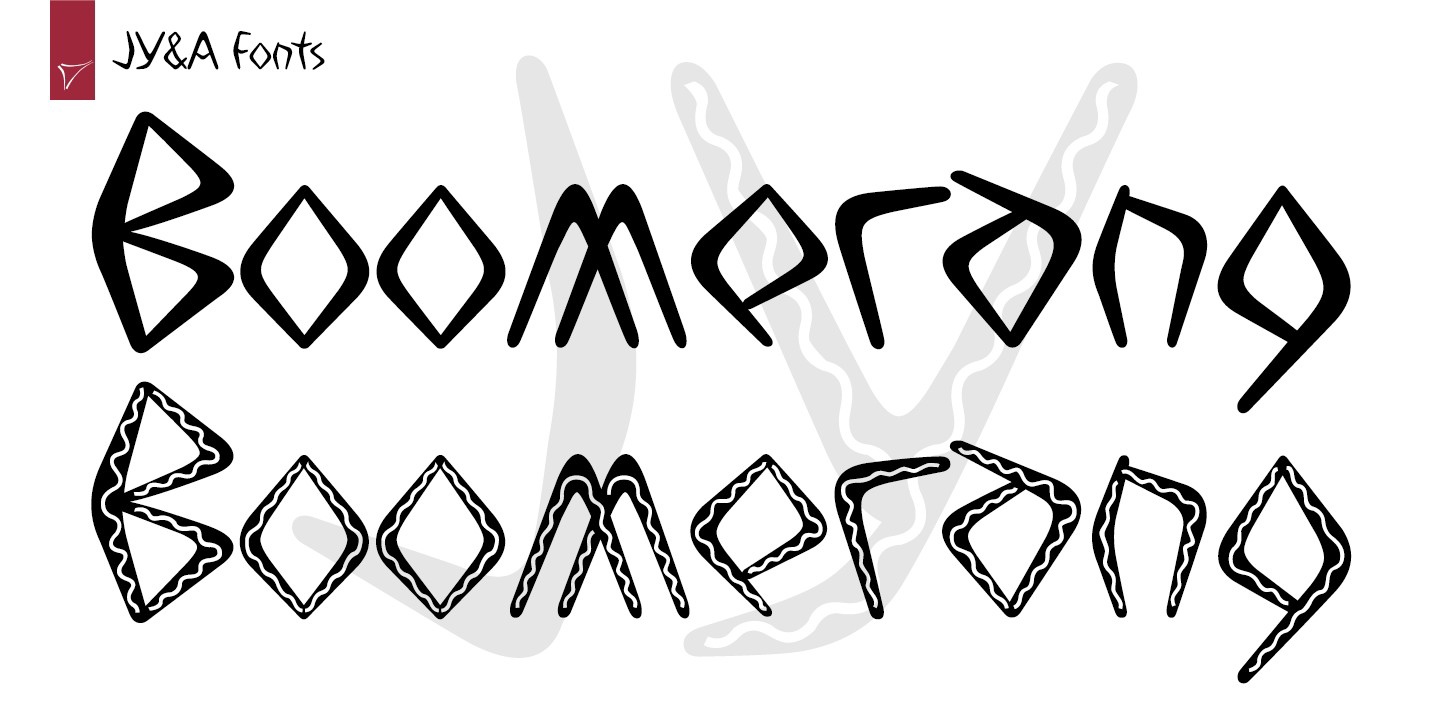 Ejemplo de fuente Boomerang JY Outline