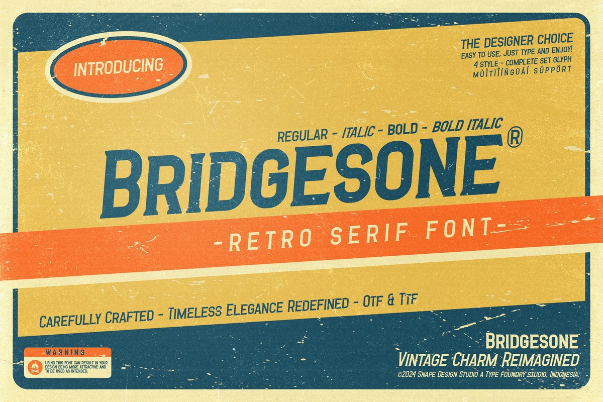 Ejemplo de fuente Bridgesone Italic