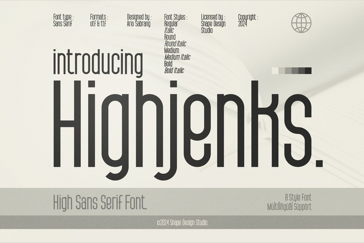 Ejemplo de fuente Highjenks Medium Italic