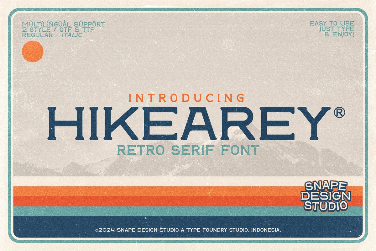 Ejemplo de fuente Hikearey Italic