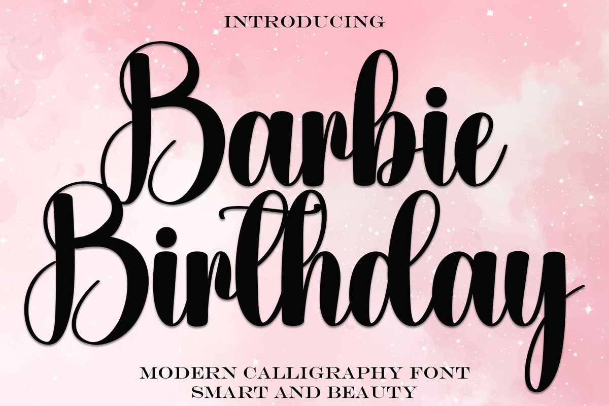 Ejemplo de fuente Barbie Birthday Regular