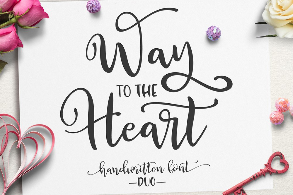 Ejemplo de fuente Way to the Heart Duo Regular