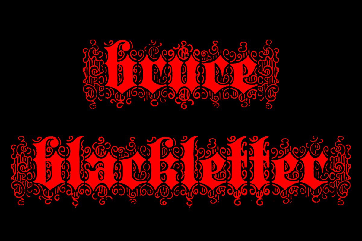 Ejemplo de fuente Bruce Blackletter Regular