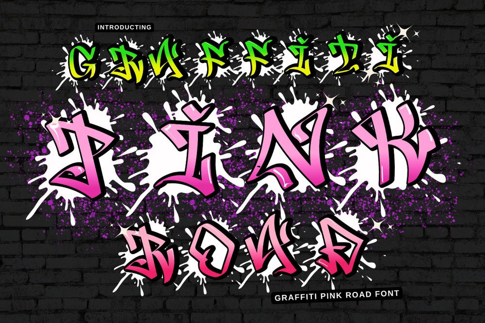 Ejemplo de fuente Graffiti Pink Road Regular