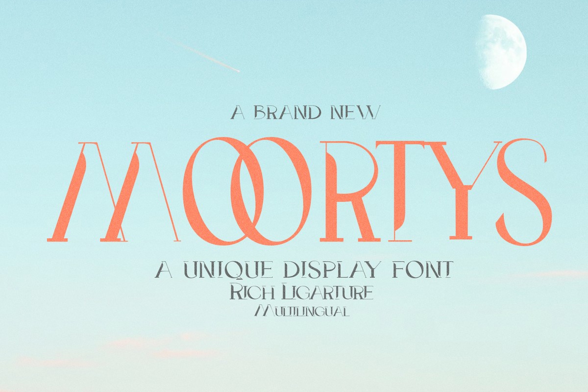 Ejemplo de fuente Moortys Italic Tall