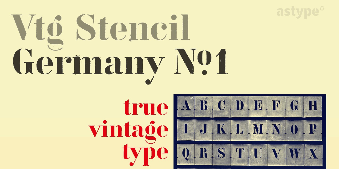 Ejemplo de fuente Vtg Stencil Germany No.1 Inlay