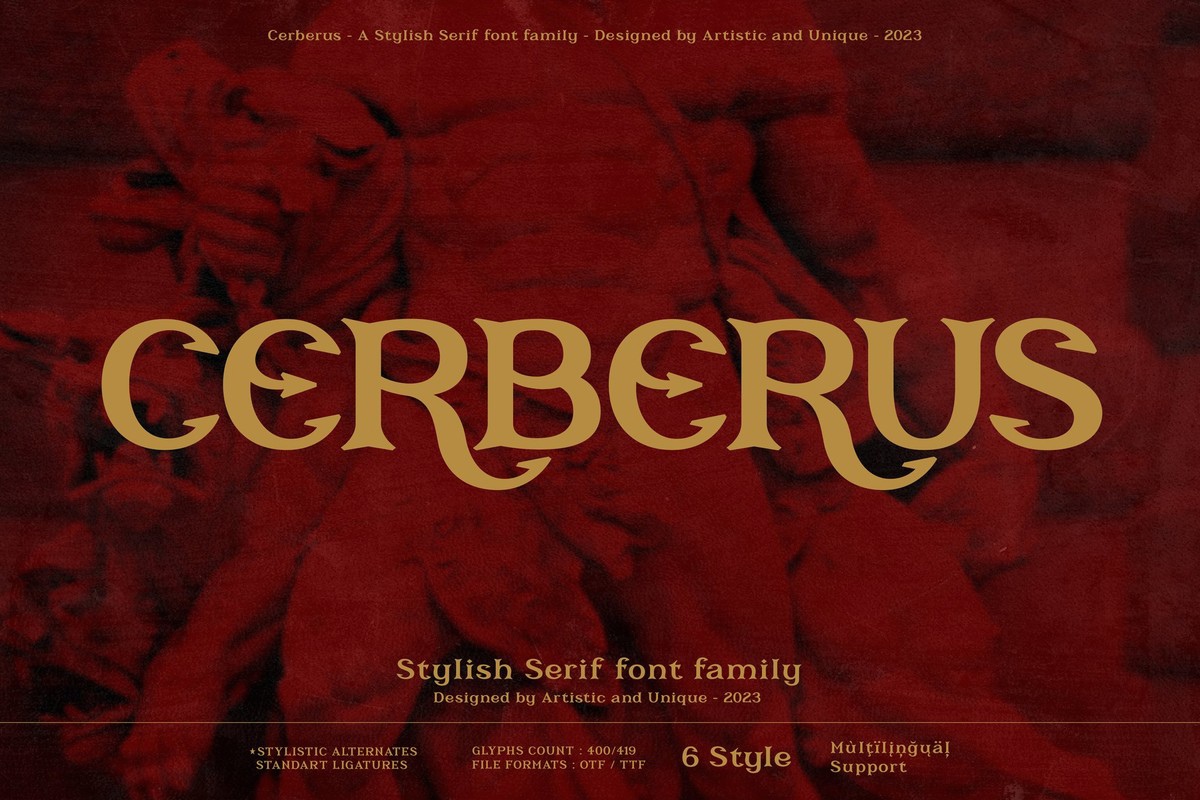 Ejemplo de fuente Cerberus Medium Italic