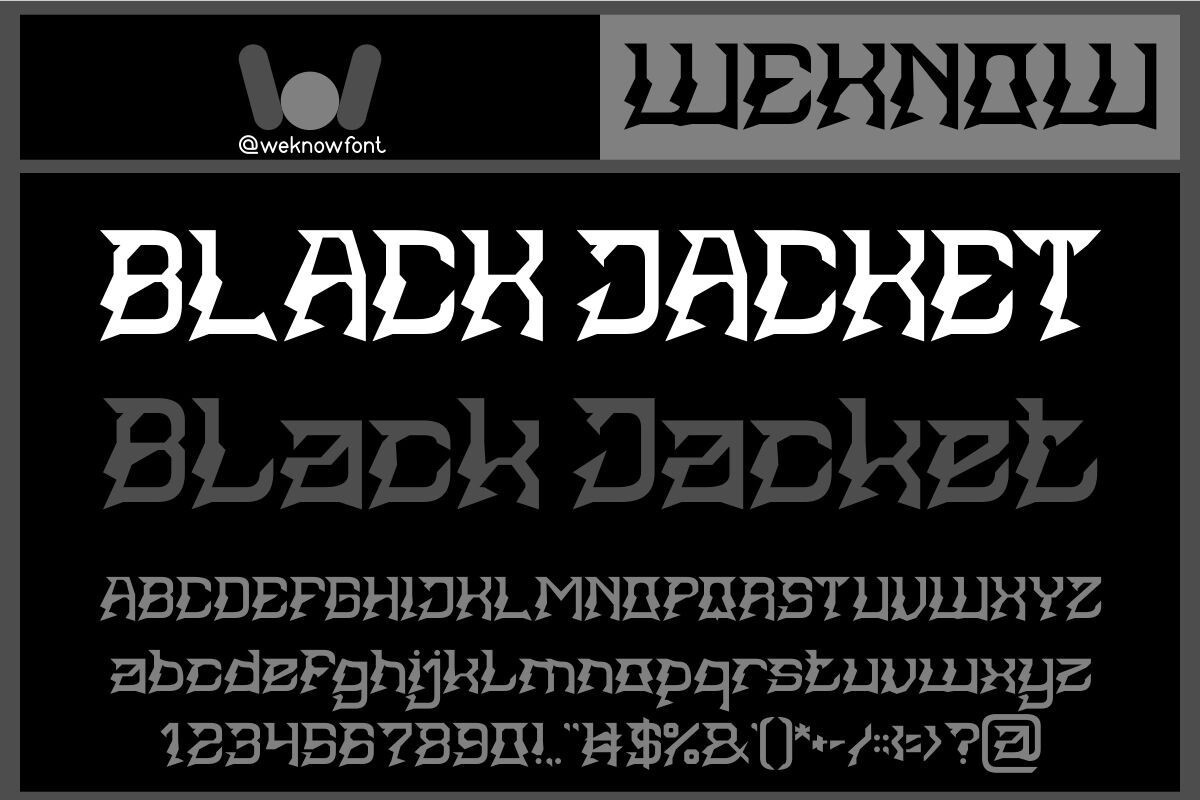 Ejemplo de fuente Black Jacket Bold Italic