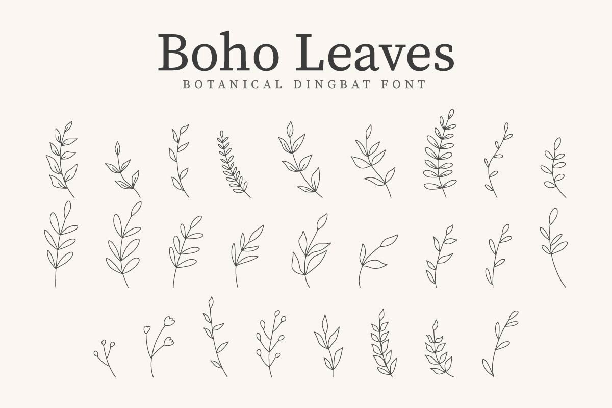 Ejemplo de fuente Boho Leaves Regular