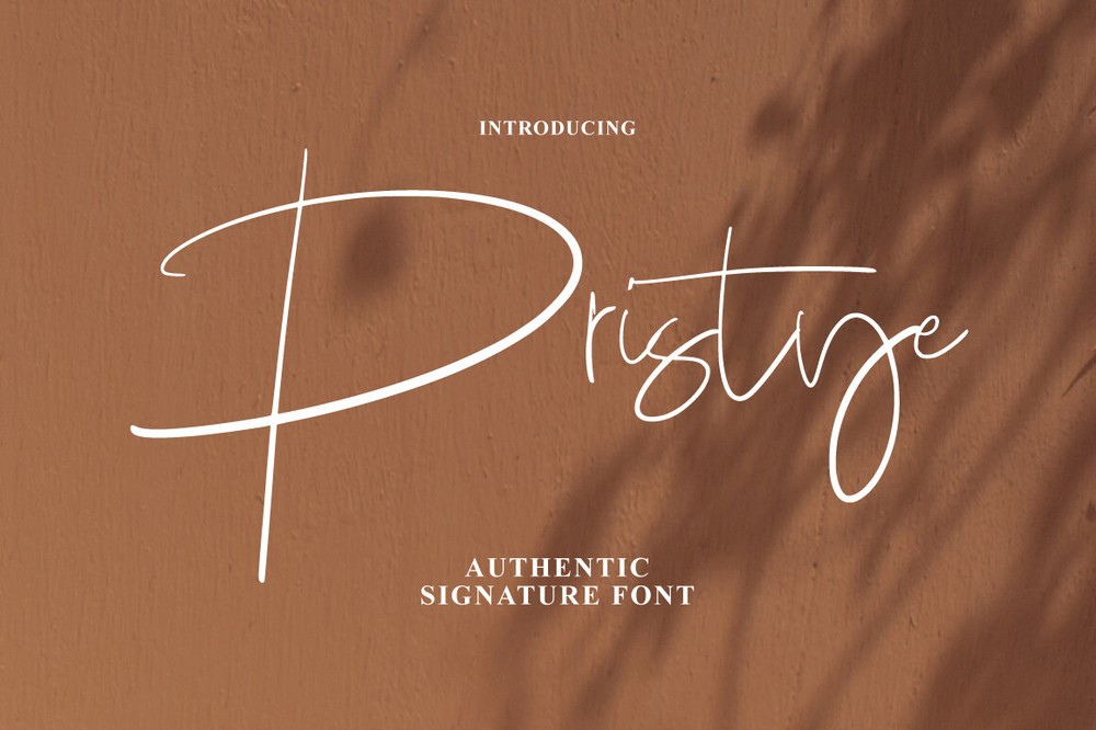 Ejemplo de fuente Pristye Signature