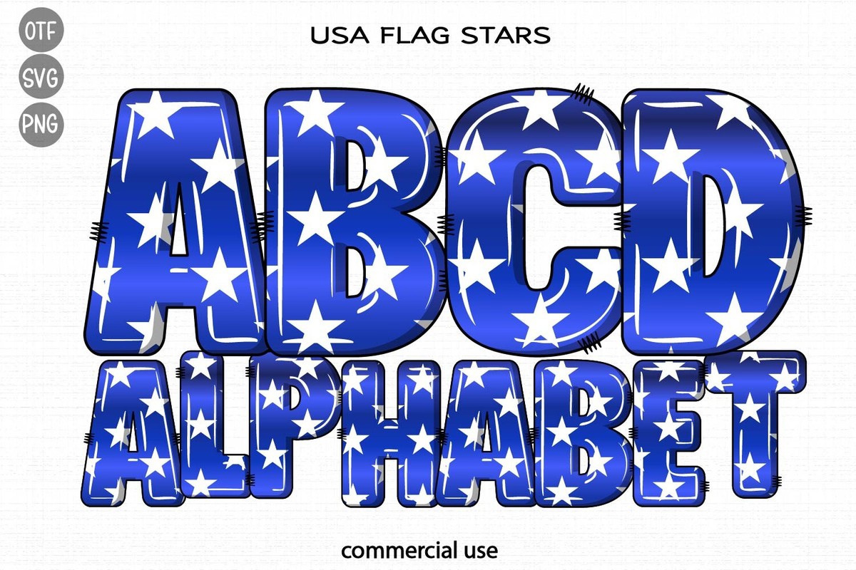 Ejemplo de fuente USA Flag Stars Regular