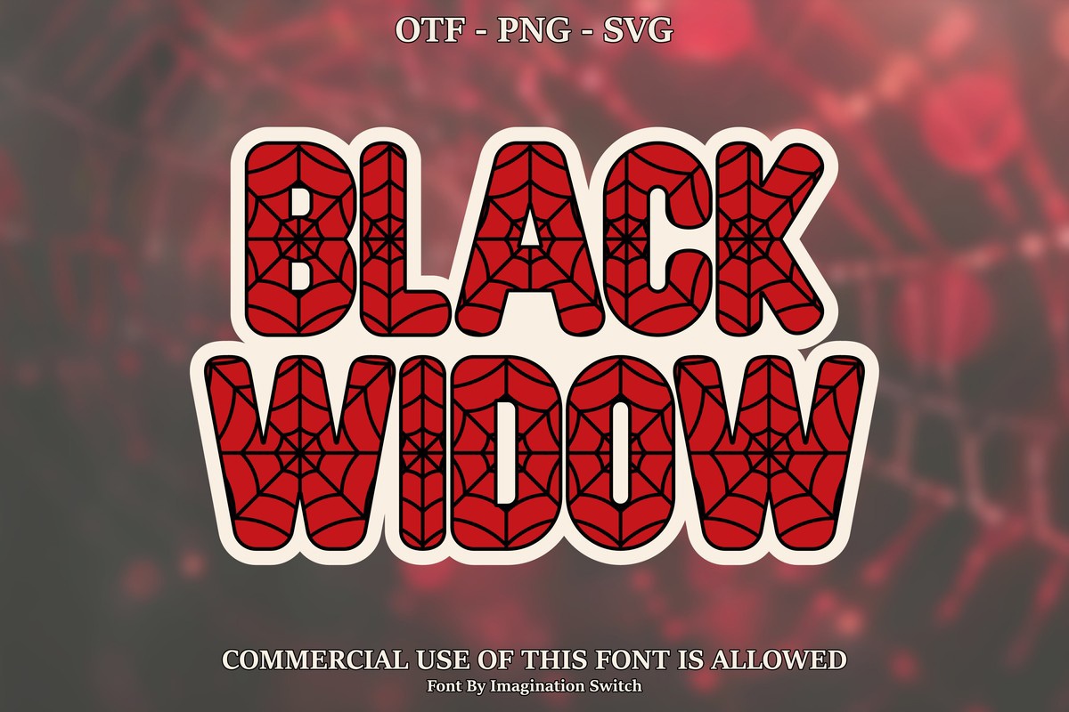 Ejemplo de fuente Black Widow Regular