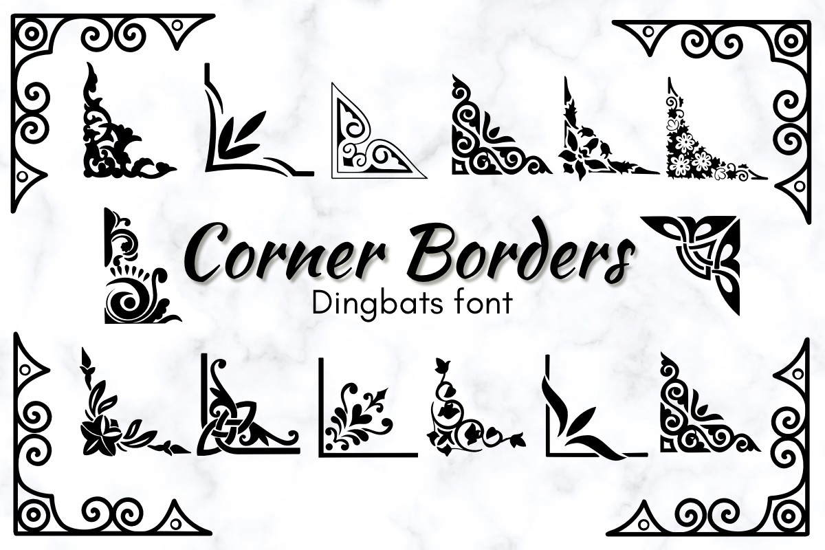 Ejemplo de fuente Corner Borders Regular