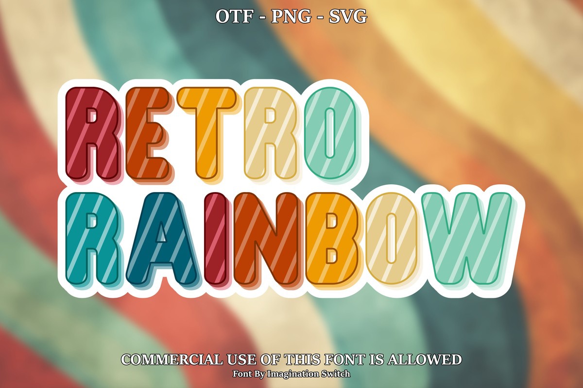 Ejemplo de fuente Retro Rainbow