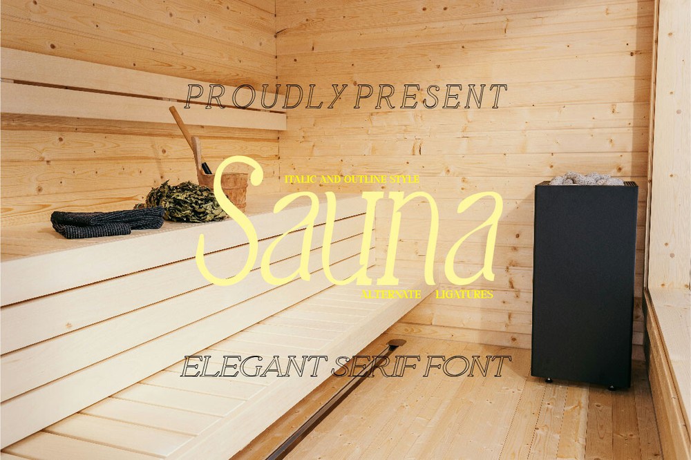 Ejemplo de fuente Sauna Italic