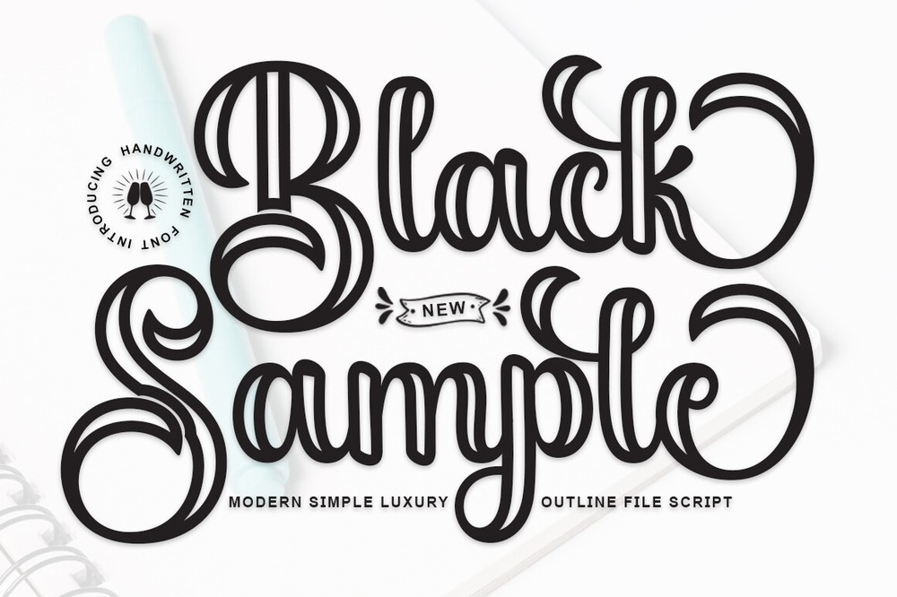 Ejemplo de fuente Black Sample Outline