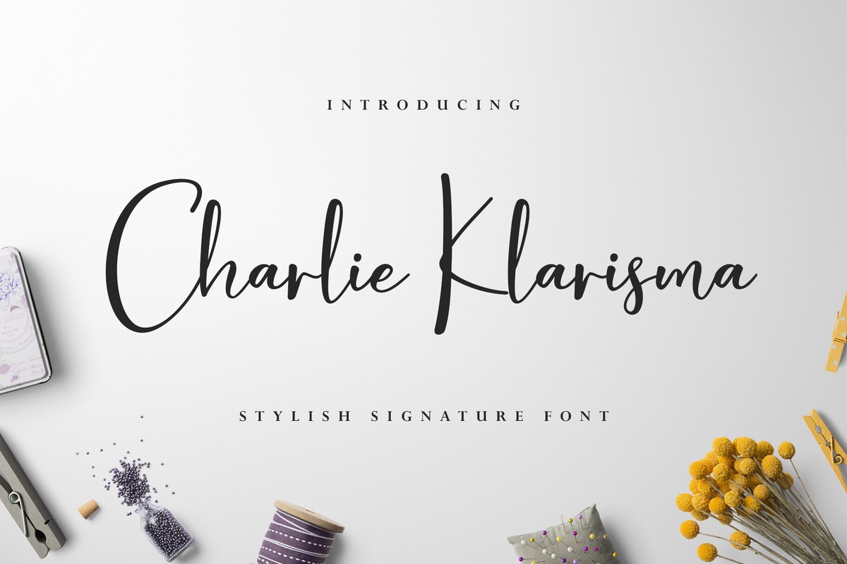 Ejemplo de fuente Charlie Klarisma Signature Regular