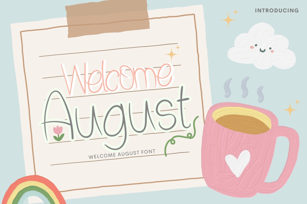 Ejemplo de fuente Welcome August Regular