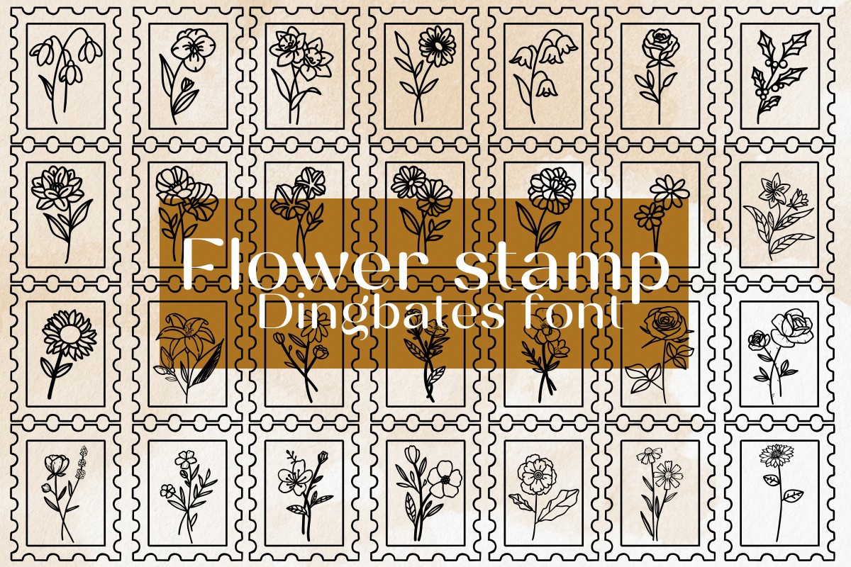 Ejemplo de fuente Flower Stamp