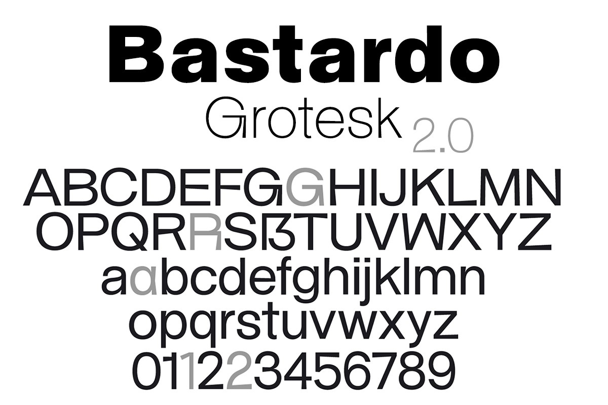 Ejemplo de fuente Bastardo Grotesk Thin