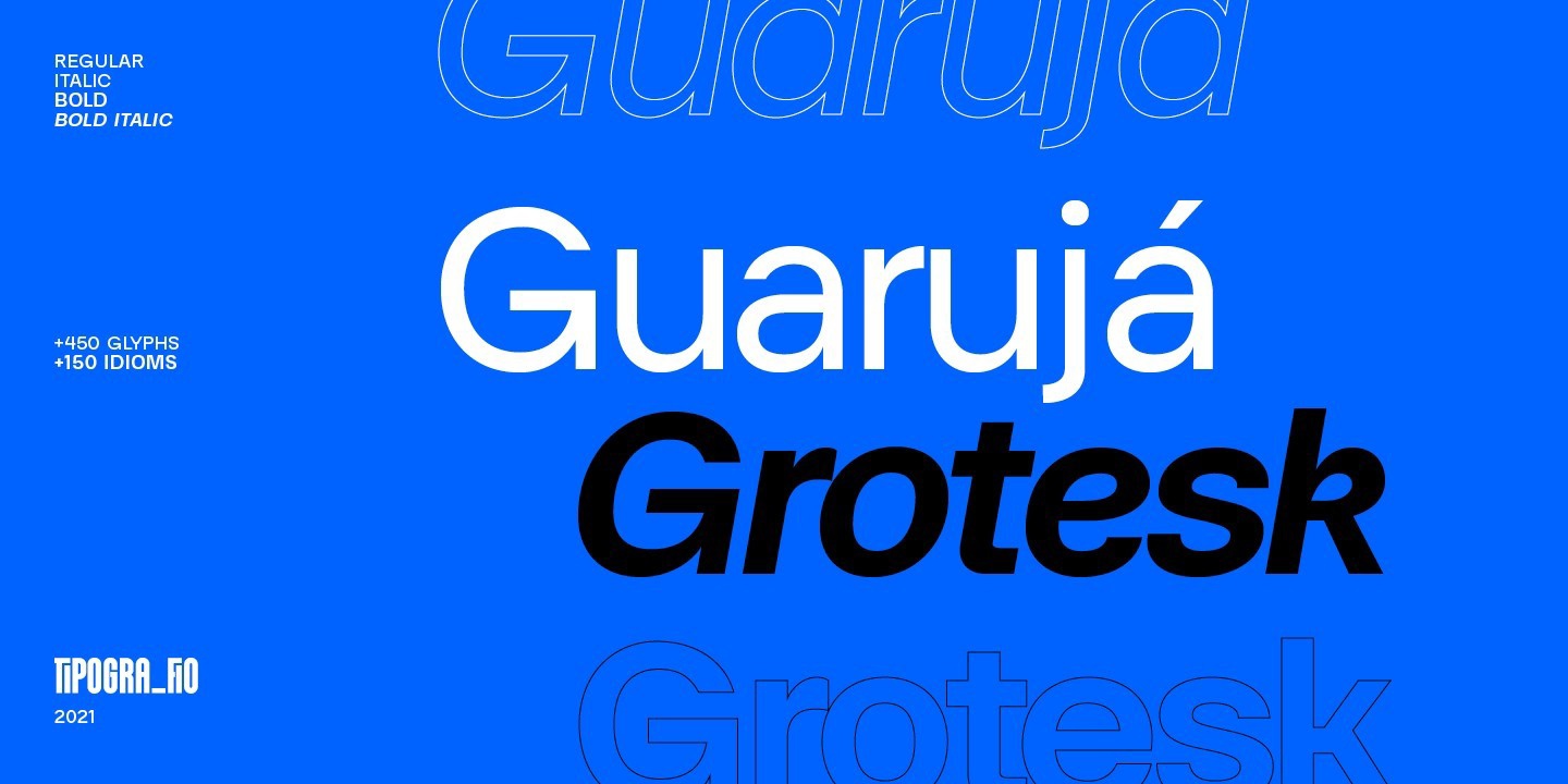 Ejemplo de fuente Guaruja Grotesk Bold Italic