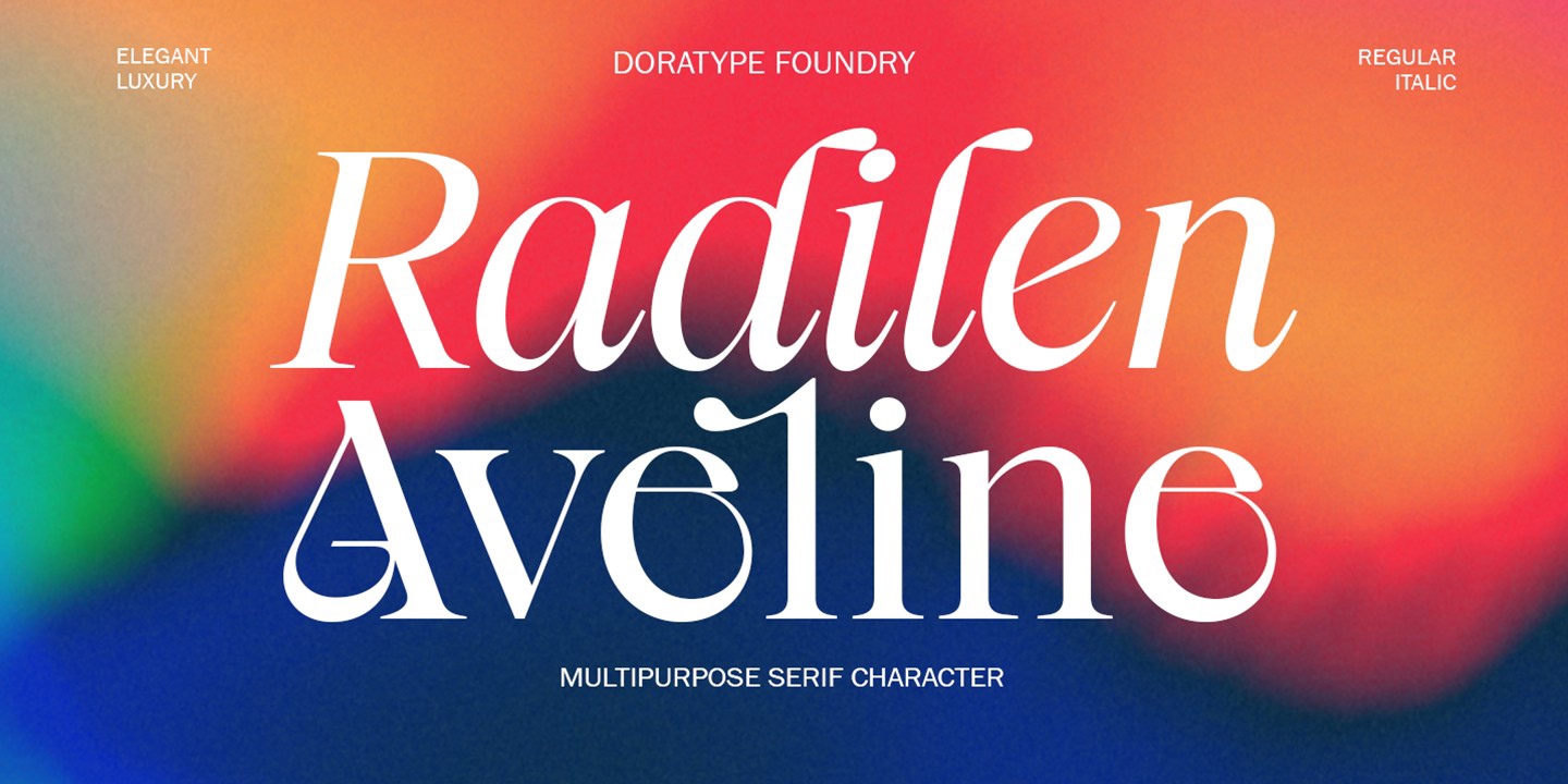 Ejemplo de fuente Radilen Aveline Italic