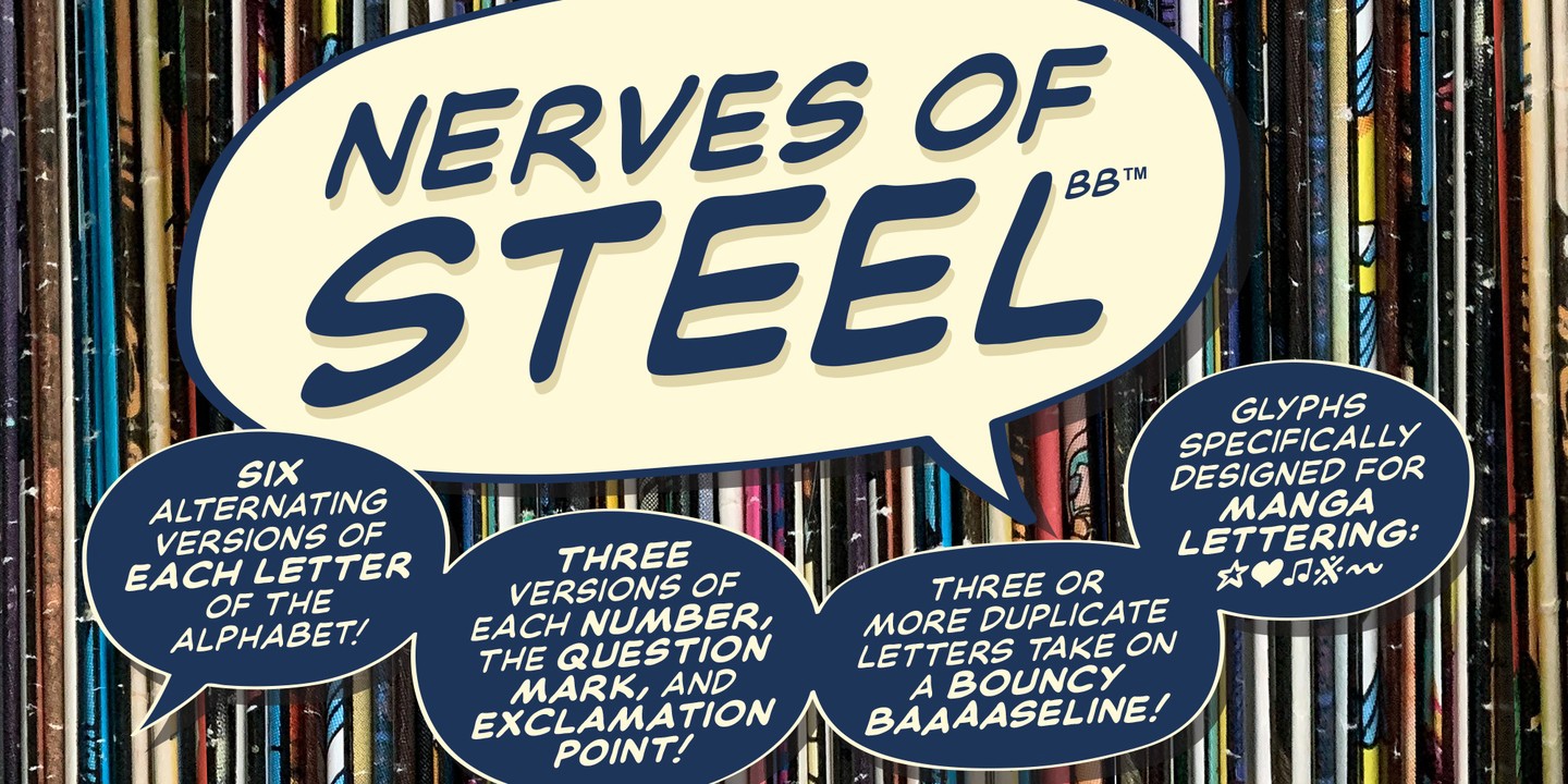 Ejemplo de fuente Nerves of Steel BB Bold