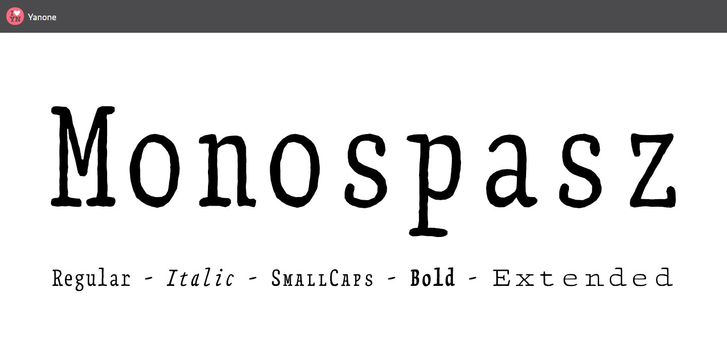 Ejemplo de fuente Monospasz Italic