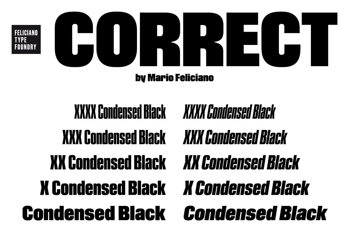 Ejemplo de fuente FT Correct XXX Condensed Black