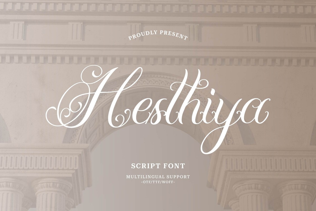 Ejemplo de fuente Hesthiya Italic