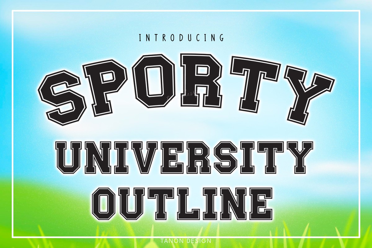 Ejemplo de fuente Sporty University Outline