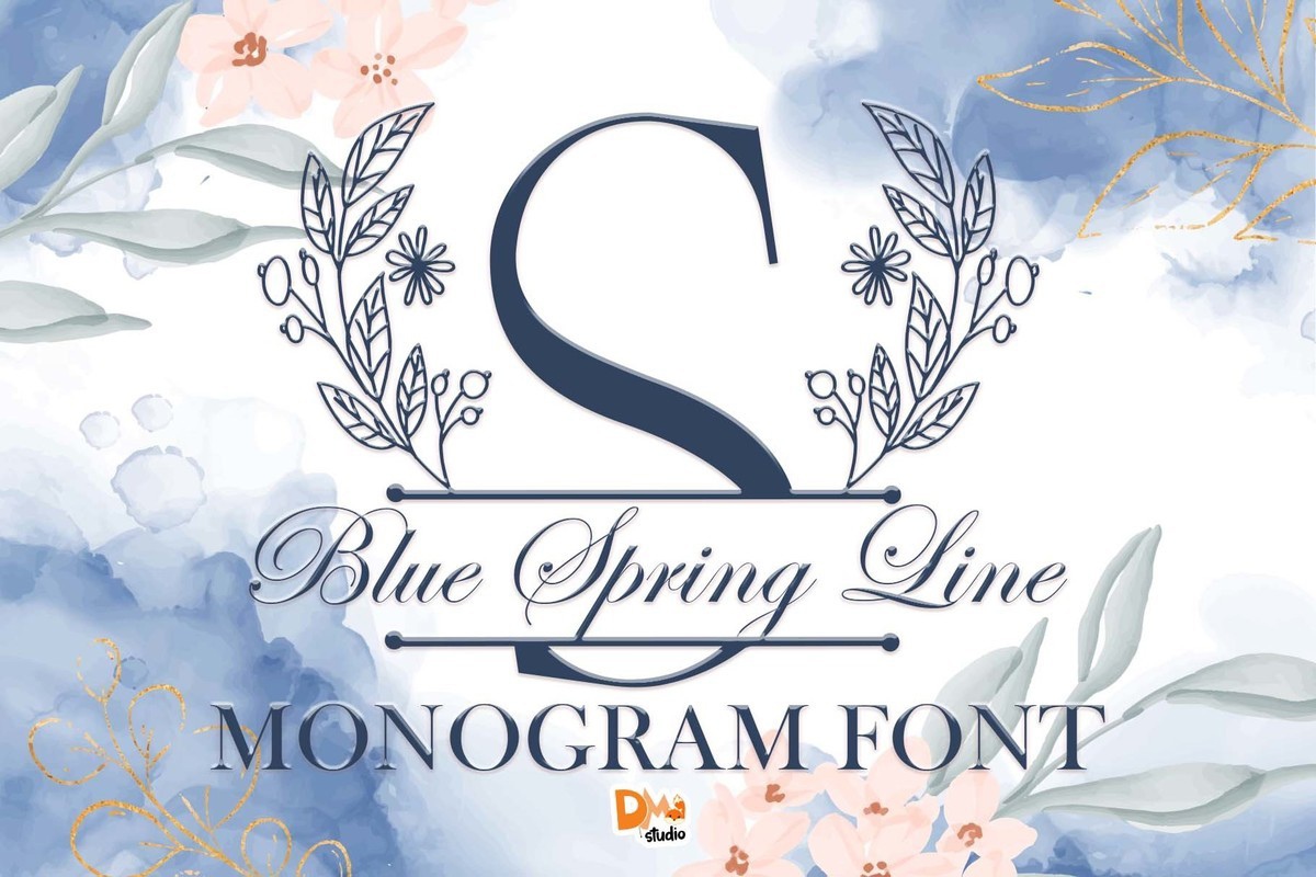 Ejemplo de fuente Blue Spring Line Monogram