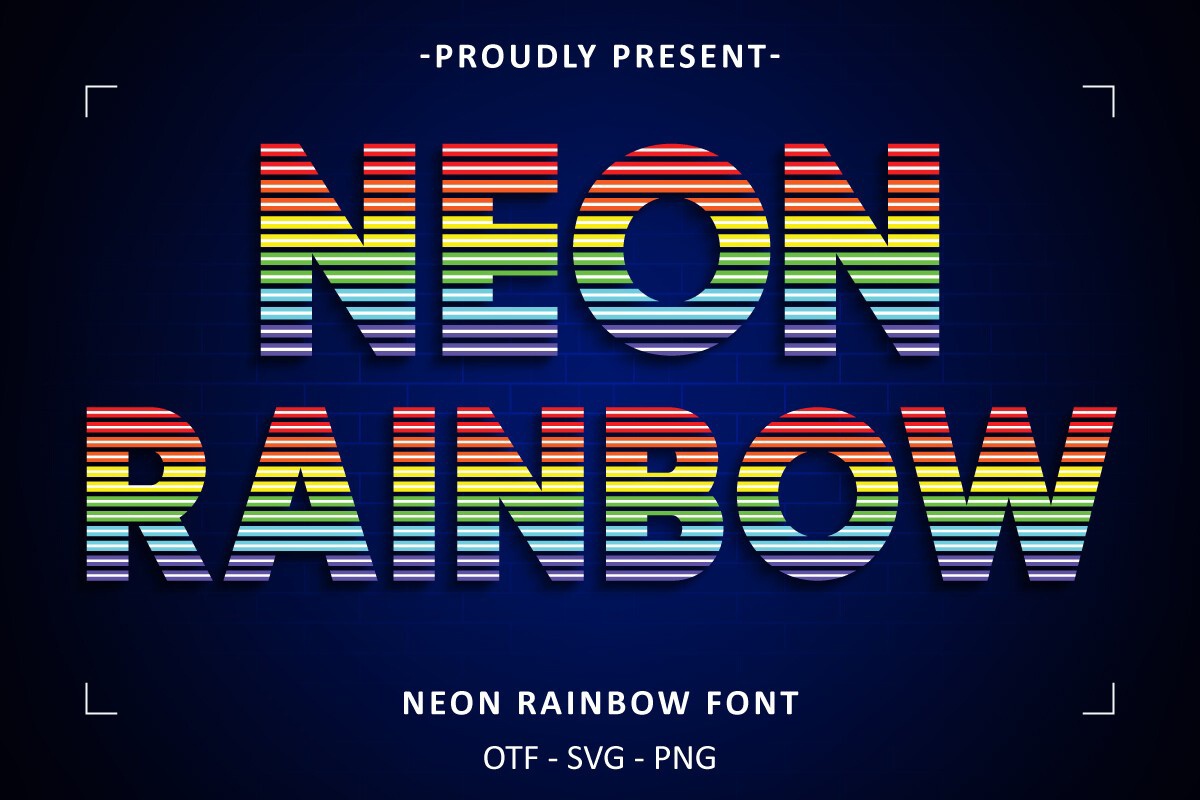 Ejemplo de fuente Neon Rainbow