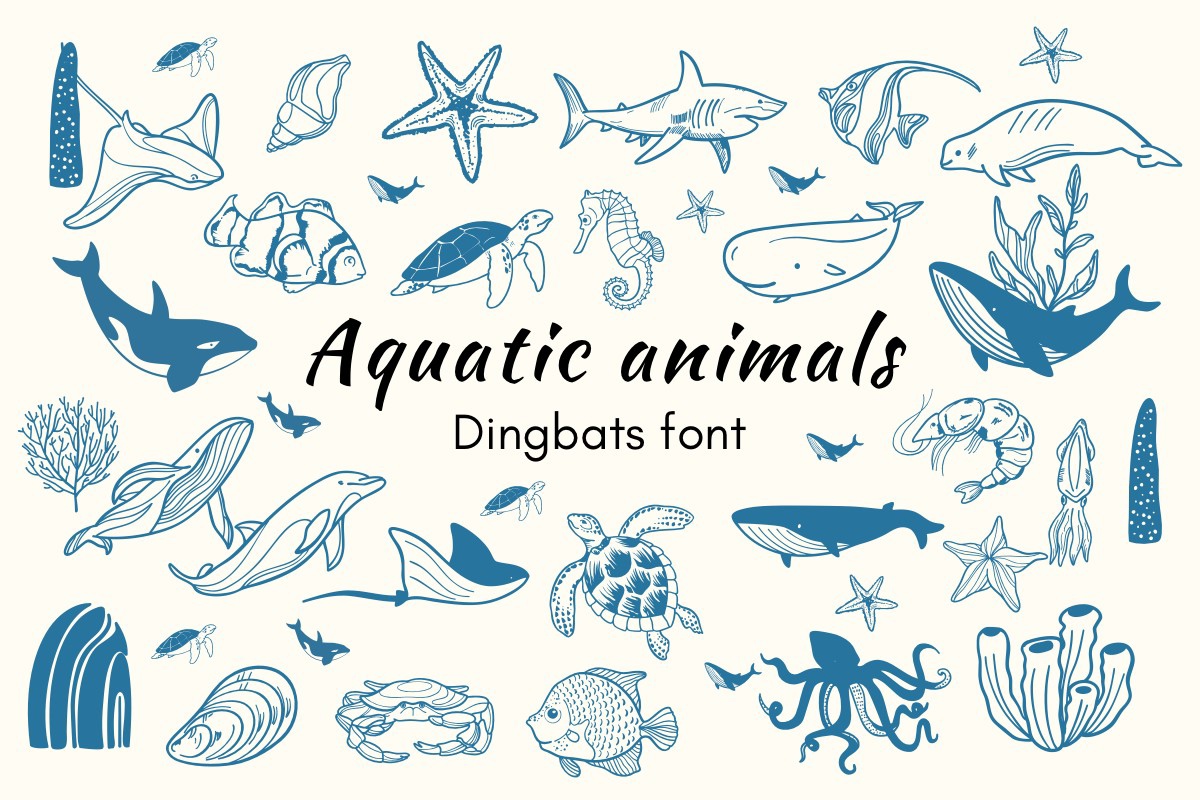 Ejemplo de fuente Aquatic Animals Regular