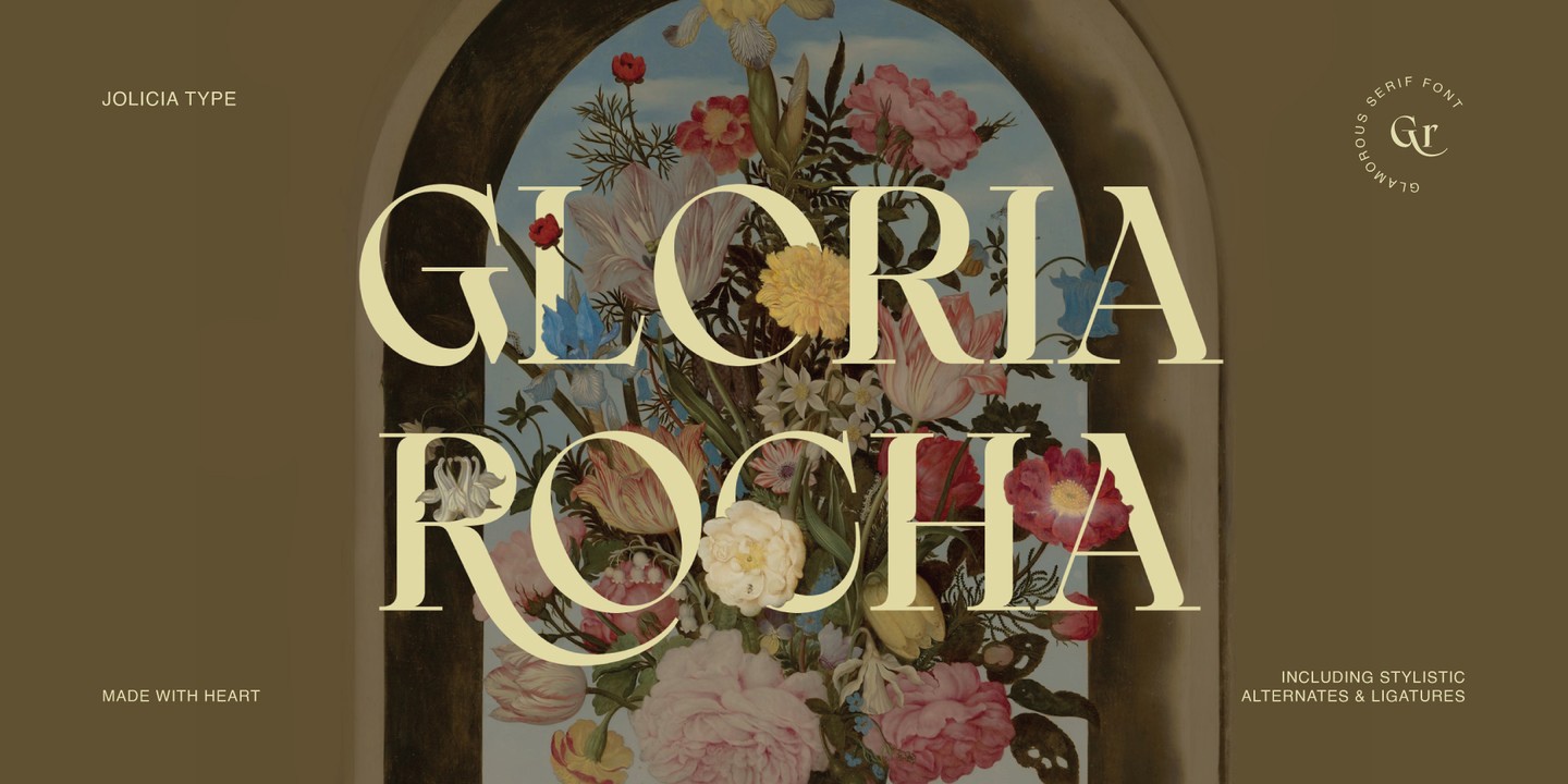 Ejemplo de fuente Gloria Rocha Italic